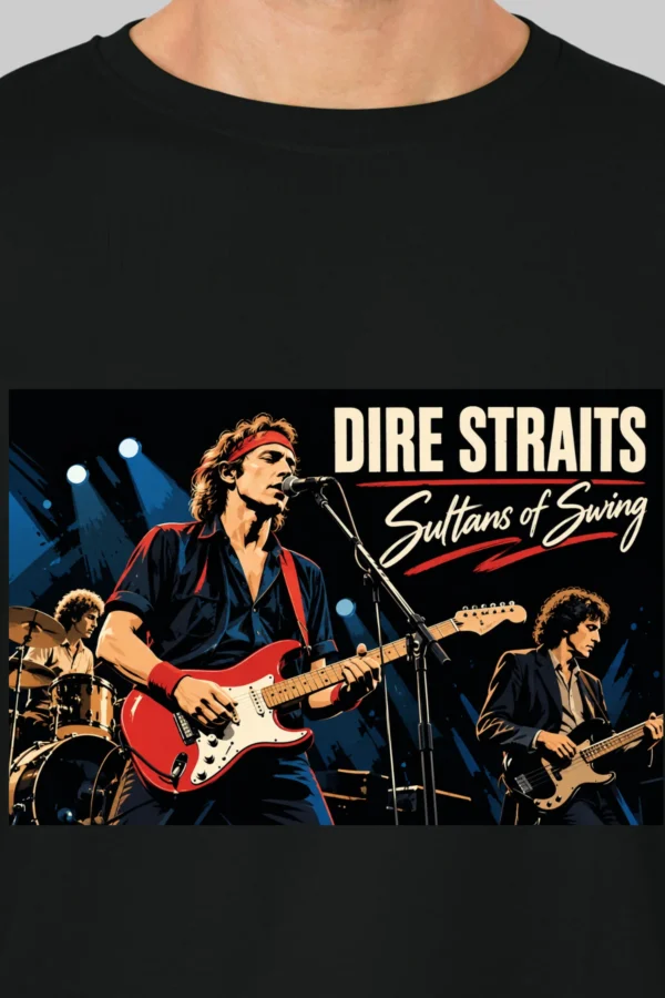 Black Round Neck T-Shirt – Dire Straits Sultans of Swing