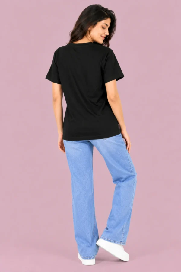 Black Women’s Free-Size T-Shirt – Joe Vogue Floral Monogram