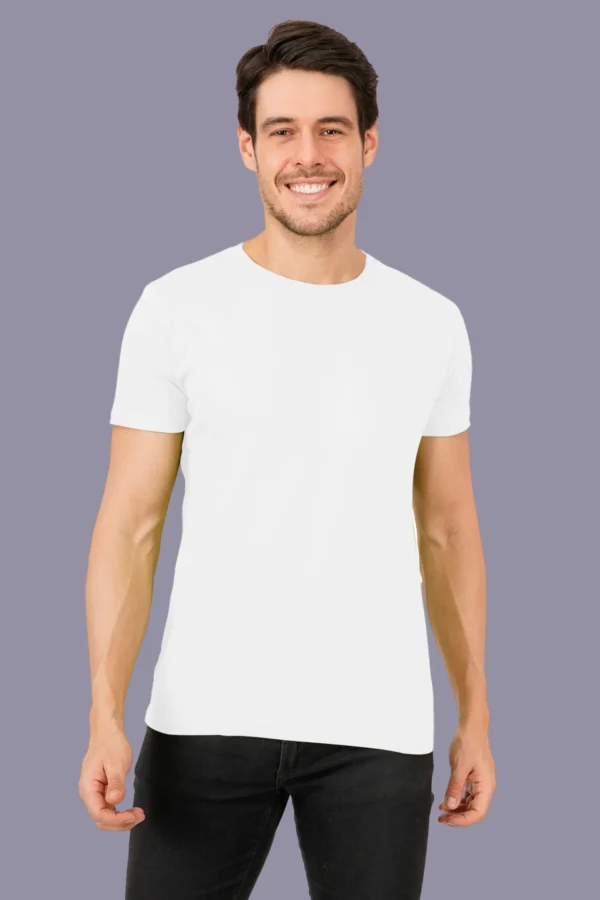 1-9.webp White Solid Round Neck Tshirts