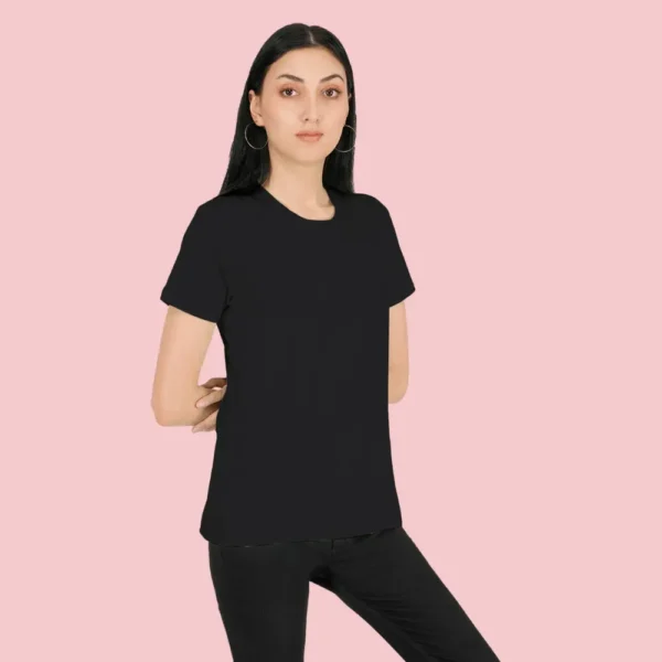 Black Solid Women Tshirt
