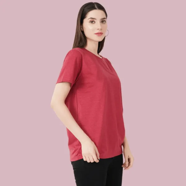 Cardinal HTR  Solid Women FreeSize Tshirt