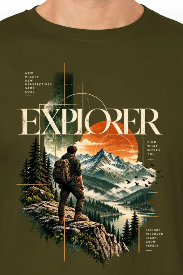 Olive Green Round Neck T-Shirt – Explorer