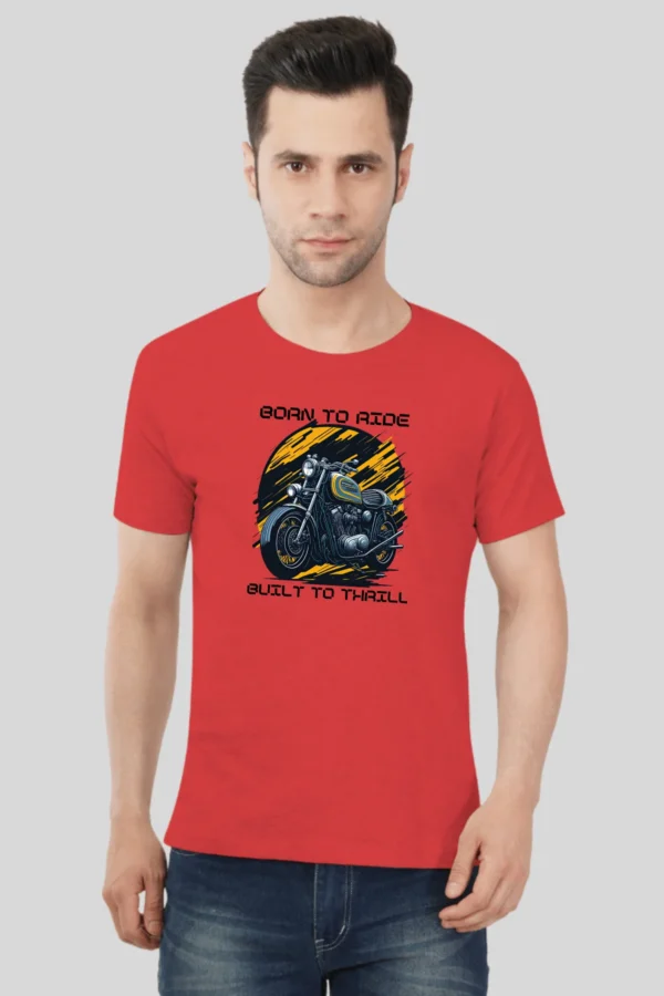 10 (2) Red Men’s Cotton Round Neck T-Shirt – Born to Ride