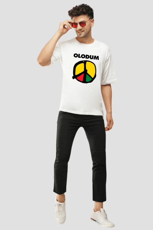 10 White Oversized T-Shirt – Olodum Peace Symbol