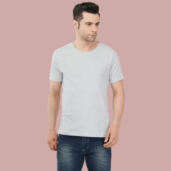 Grey HTR  Solid Round NeckMen