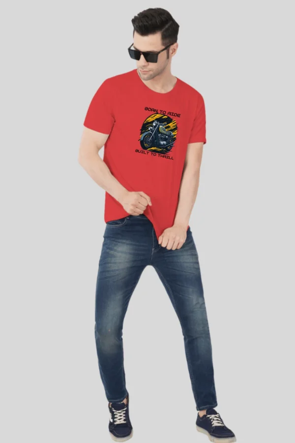 11 (3) Red Men’s Cotton Round Neck T-Shirt – Born to Ride