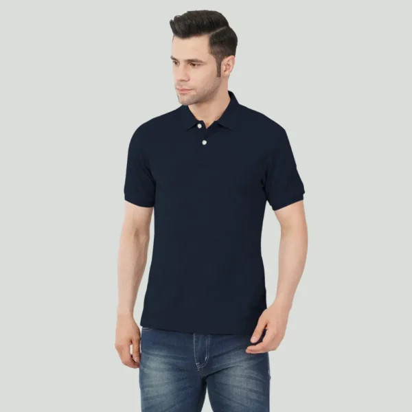 11-4-1.webp Dark Navy Solid Polo Tshirt