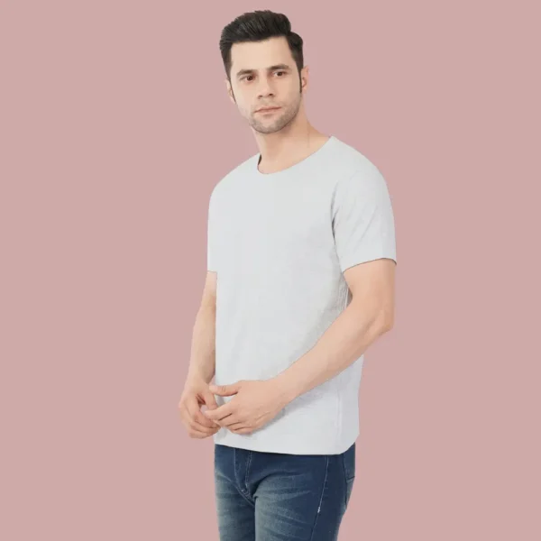 Grey HTR  Solid Round NeckMen