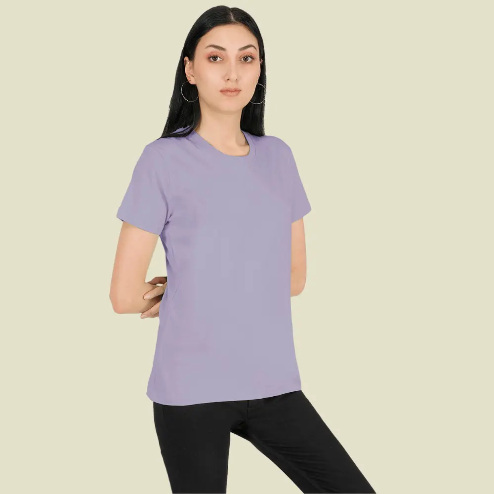 Lilac Solid Women Tshirts