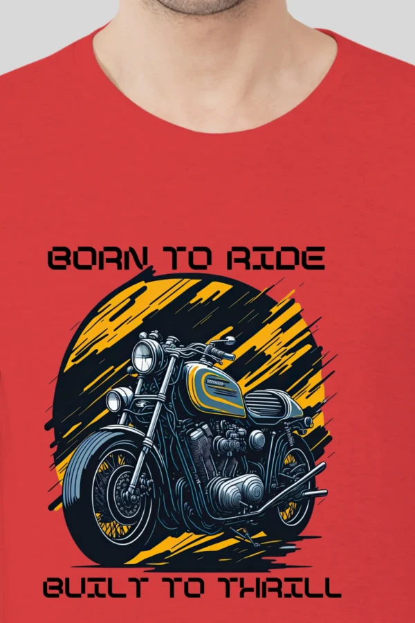 12 (2) Red Men’s Cotton Round Neck T-Shirt – Born to Ride