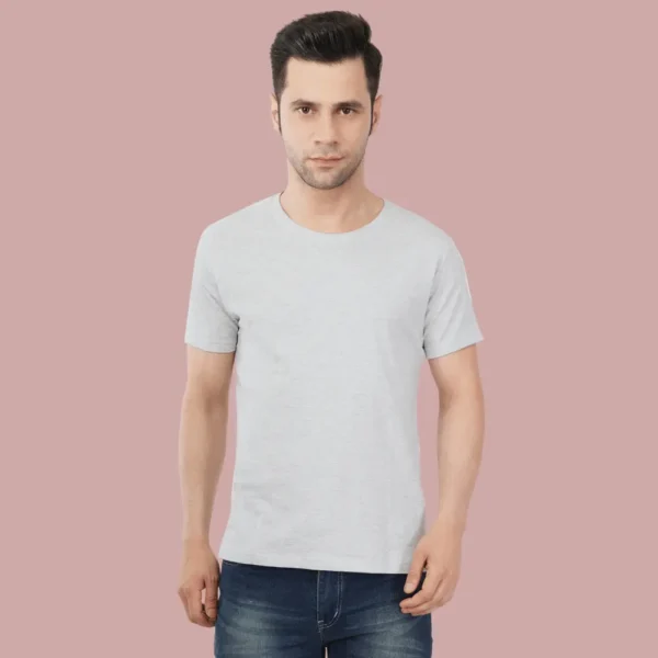 Grey HTR  Solid Round NeckMen