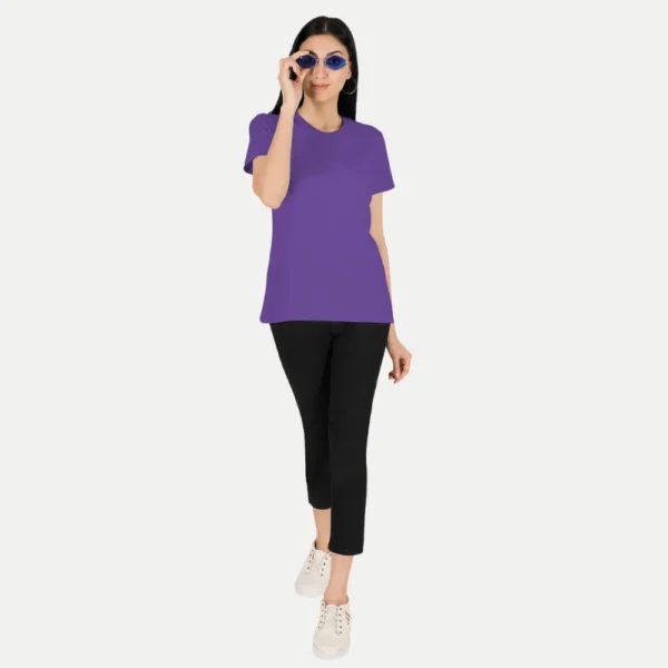 Purple Solid Women Tshirts