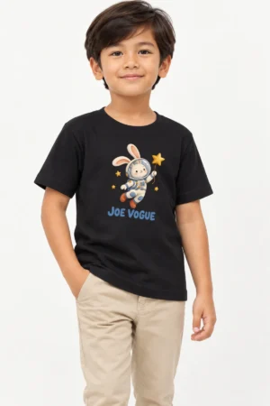 2 (10) Black Kids T-Shirt – Astronaut Bunny