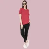 Cardinal HTR  Solid Women FreeSize Tshirt