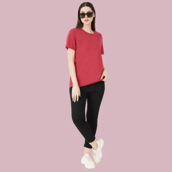 Cardinal HTR  Solid Women FreeSize Tshirt