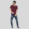 Maroon Solid Round Neck Tshirt