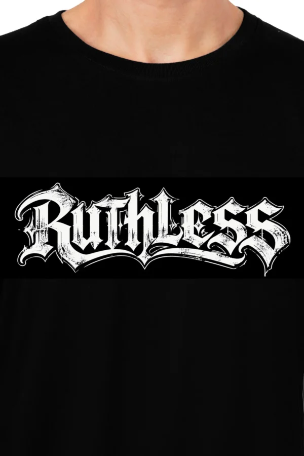 22 (2) Black Oversized T-Shirt – Ruthless Gothic Typography
