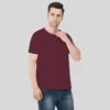 Maroon Solid Round Neck Tshirt
