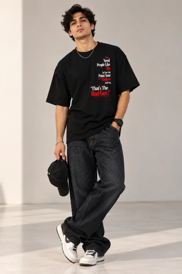 286 Black Oversized T-Shirt – You Need People Like Me