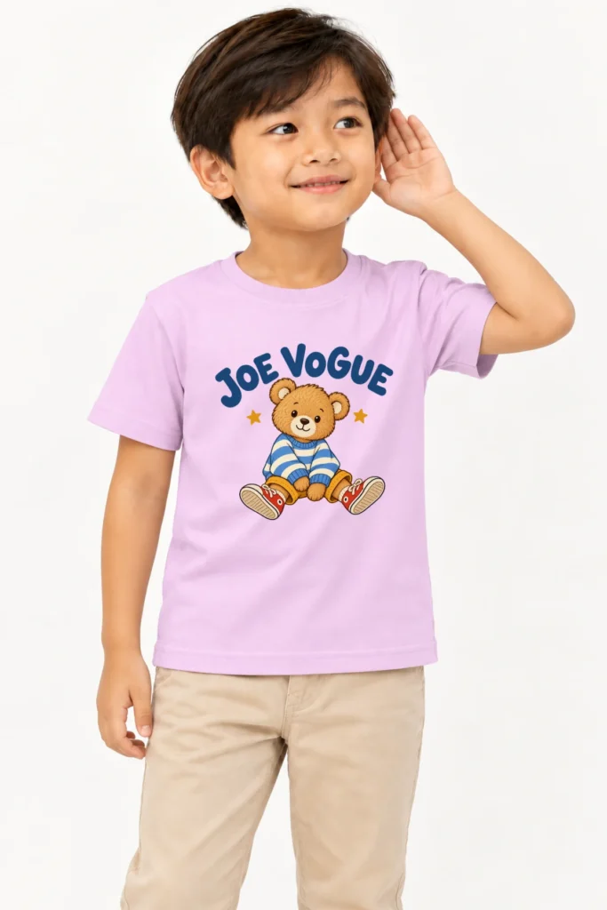 Kids T-Shirt – Lilac Color | Teddy Bear – Joe Vogue Juniors
