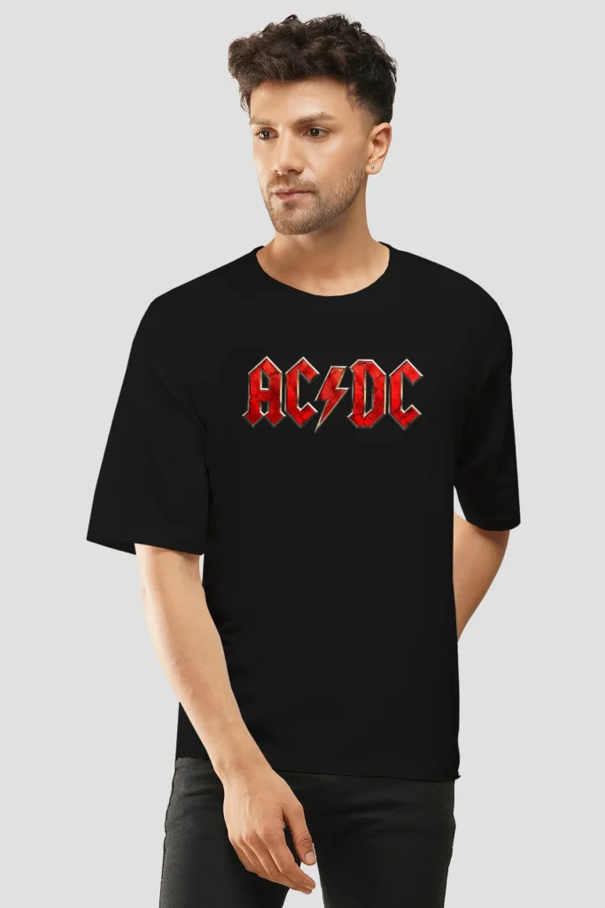Black Oversized T-Shirt – AC/DC Rock Graphic