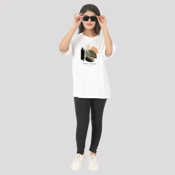 Joe Vogue Women’s White Oversized T-Shirt — Good Things Take Time