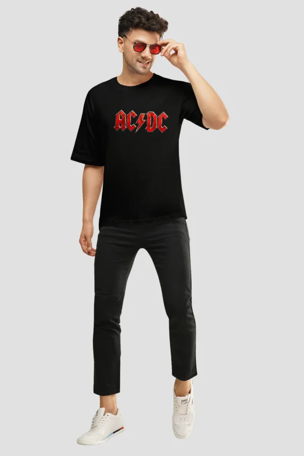 Black Oversized T-Shirt – AC/DC Rock Graphic