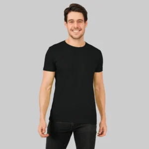 3-3.webp Black Solid Round Neck Men Tshirts