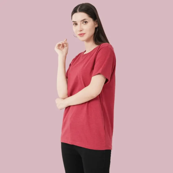 Cardinal HTR  Solid Women FreeSize Tshirt