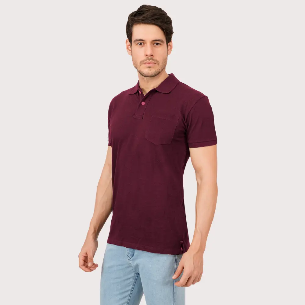 Maroon Solid Polo Tshirt