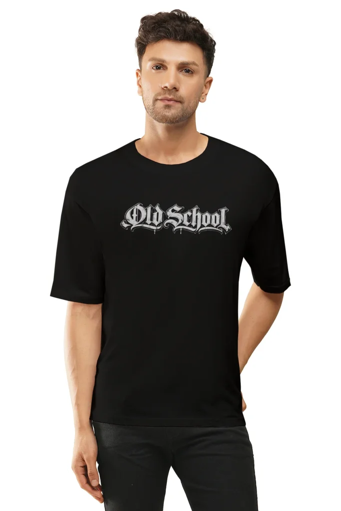 Black Oversized T-Shirt – Old School Gothic Typography
