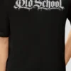 305 Black Oversized T-Shirt – Old School Gothic Typography
