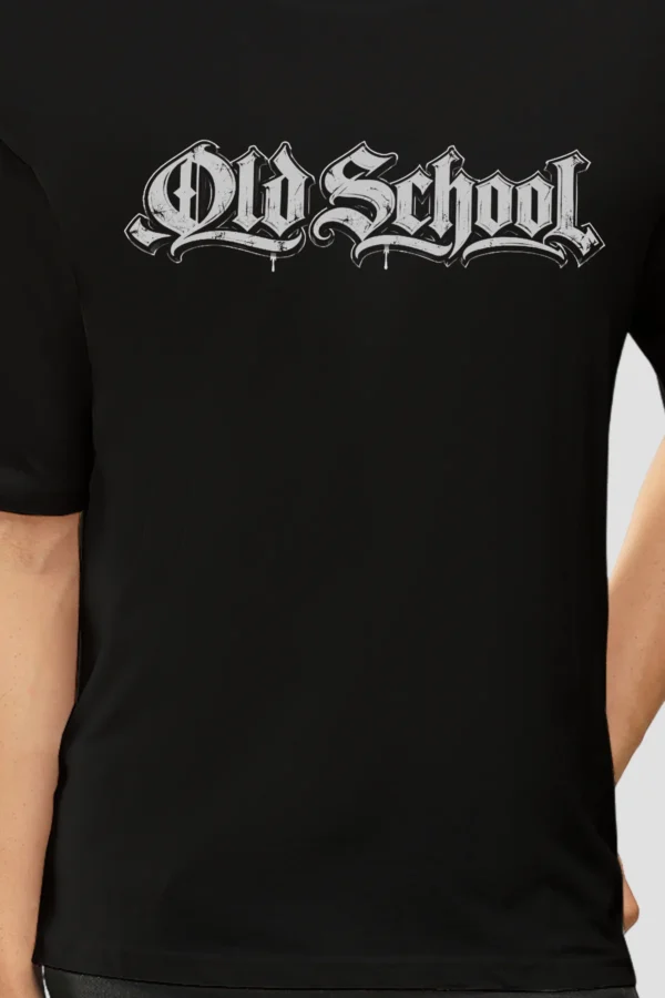305 Black Oversized T-Shirt – Old School Gothic Typography