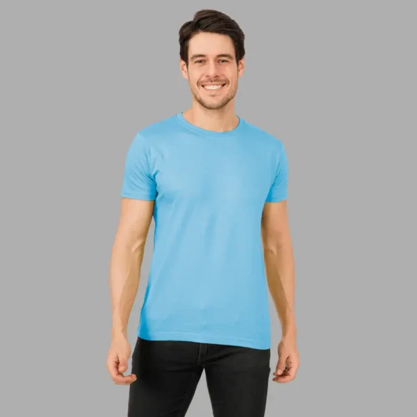 4-2-2.webp Ocean Blue Solid Round Neck Tshirt