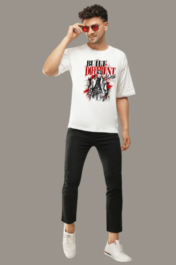 4 (5) Joe Vogue White Oversized T-Shirt — Built Different Always