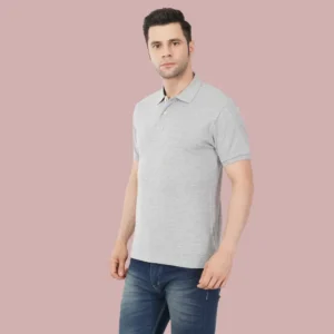 Grey HTR Solid  Polo Tshirts Men