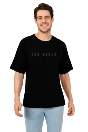 5 (5) Joe Vogue Black Oversized T-Shirt — Minimal Wordmark