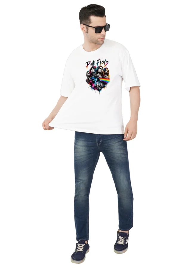 White Oversized T-Shirt – Prism Rock Legends Graphic