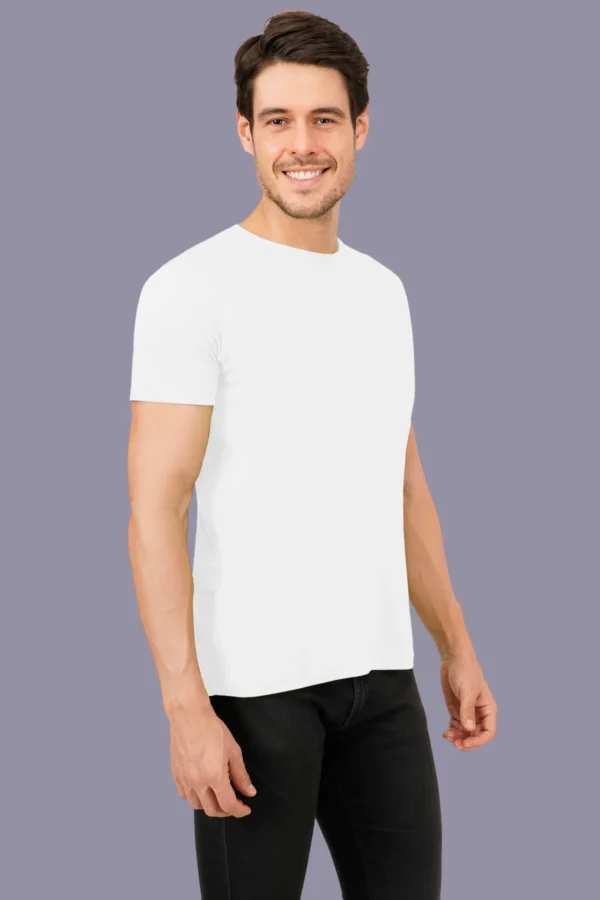 5-9.webp White Solid Round Neck Tshirts