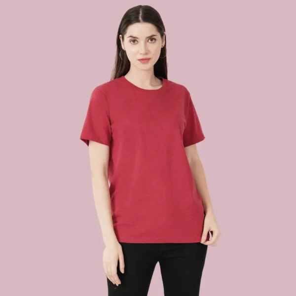 Cardinal HTR  Solid Women FreeSize Tshirt