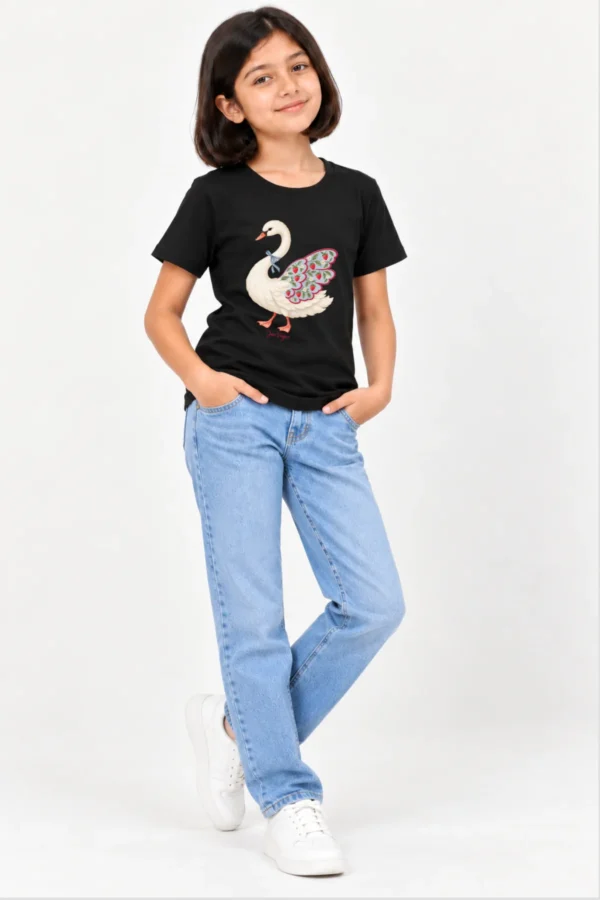 Kids T-Shirt – Black | Swan Garden – Joe Vogue Juniors