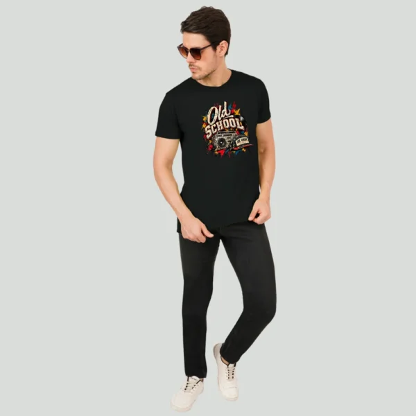 Joe Vogue Black Round Neck T-Shirt — Old School