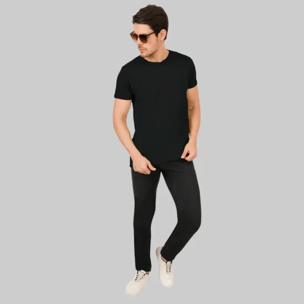 6.webp Black Solid Round Neck Men Tshirts