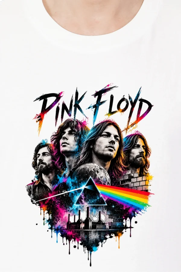 White Oversized T-Shirt – Prism Rock Legends Graphic