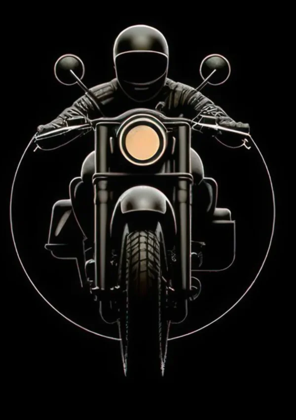 Black Round Neck T-Shirt – Midnight Rider Graphic