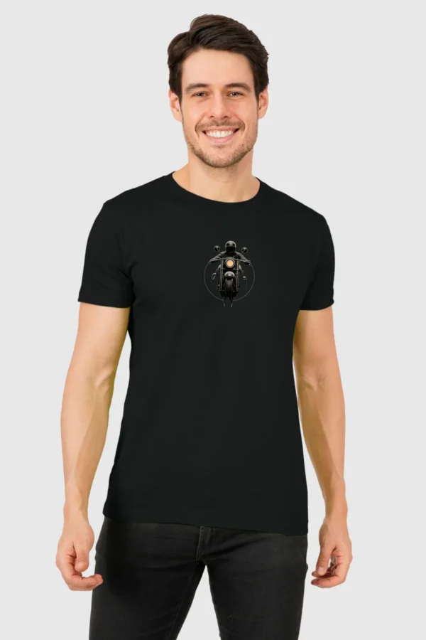 Black Round Neck T-Shirt – Midnight Rider Graphic