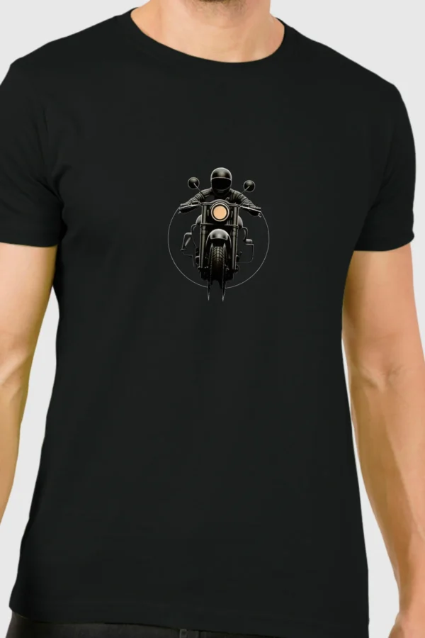 Black Round Neck T-Shirt – Midnight Rider Graphic