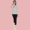Grey HTR Solid Women Tshirt