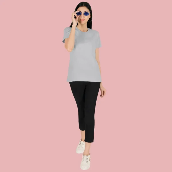 Grey HTR Solid Women Tshirt