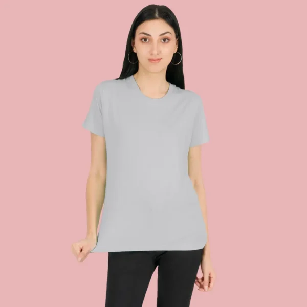 Grey HTR Solid Women Tshirt